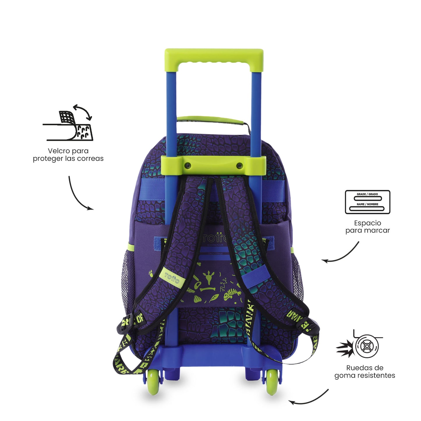 Maleta para Niño con ruedas Dino Rock Mediano Azul