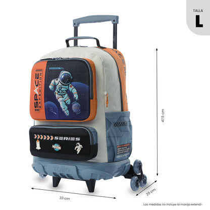 Maleta para Niño con ruedas Morral 3 Ruedas Gemini Grande Naranja