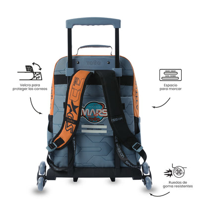 Maleta para Niño con ruedas Morral 3 Ruedas Gemini Grande Naranja