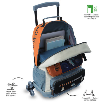 Maleta para Niño con ruedas Morral 3 Ruedas Gemini Grande Naranja