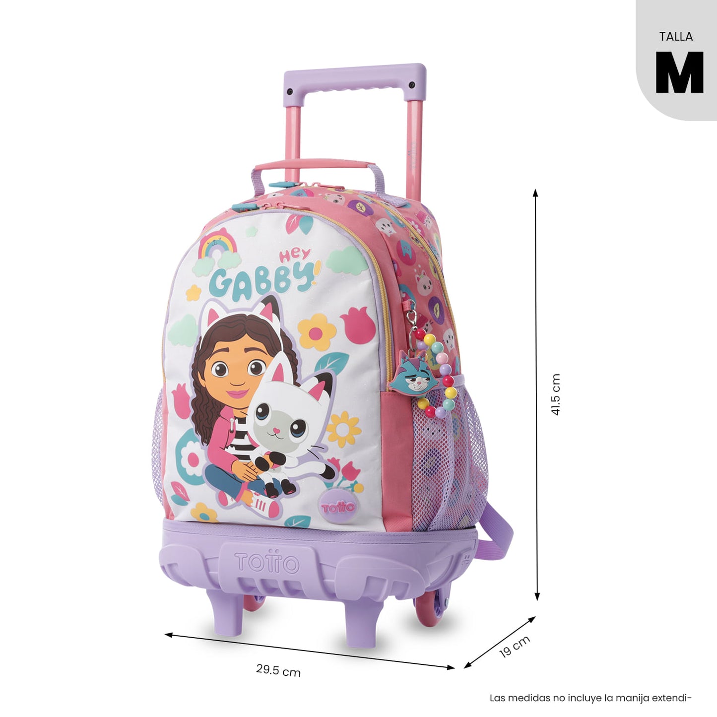 Mala de rodinhas rosa média Hey Gabby para meninas