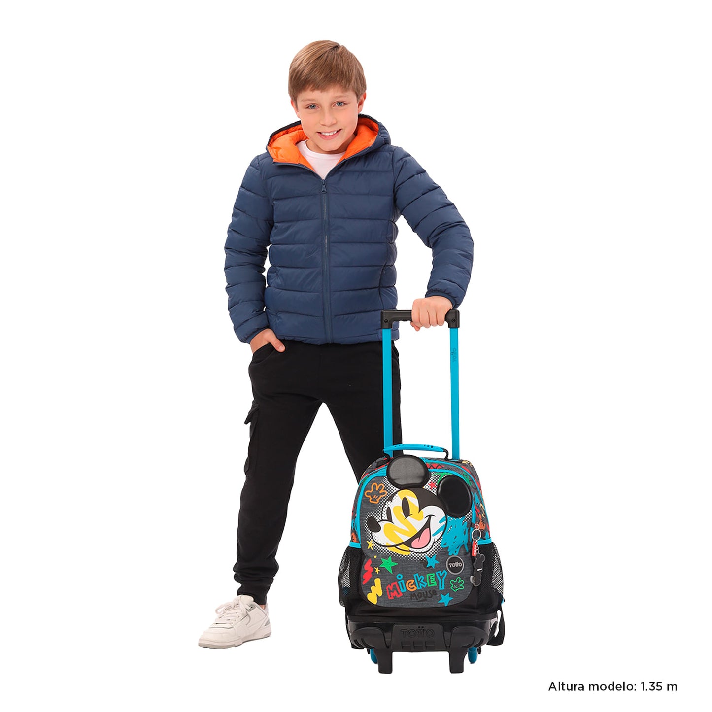 Morral con Ruedas para Niño Mickey Mediano Gris