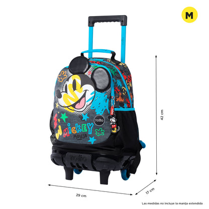 Morral con Ruedas para Niño Mickey Mediano Gris
