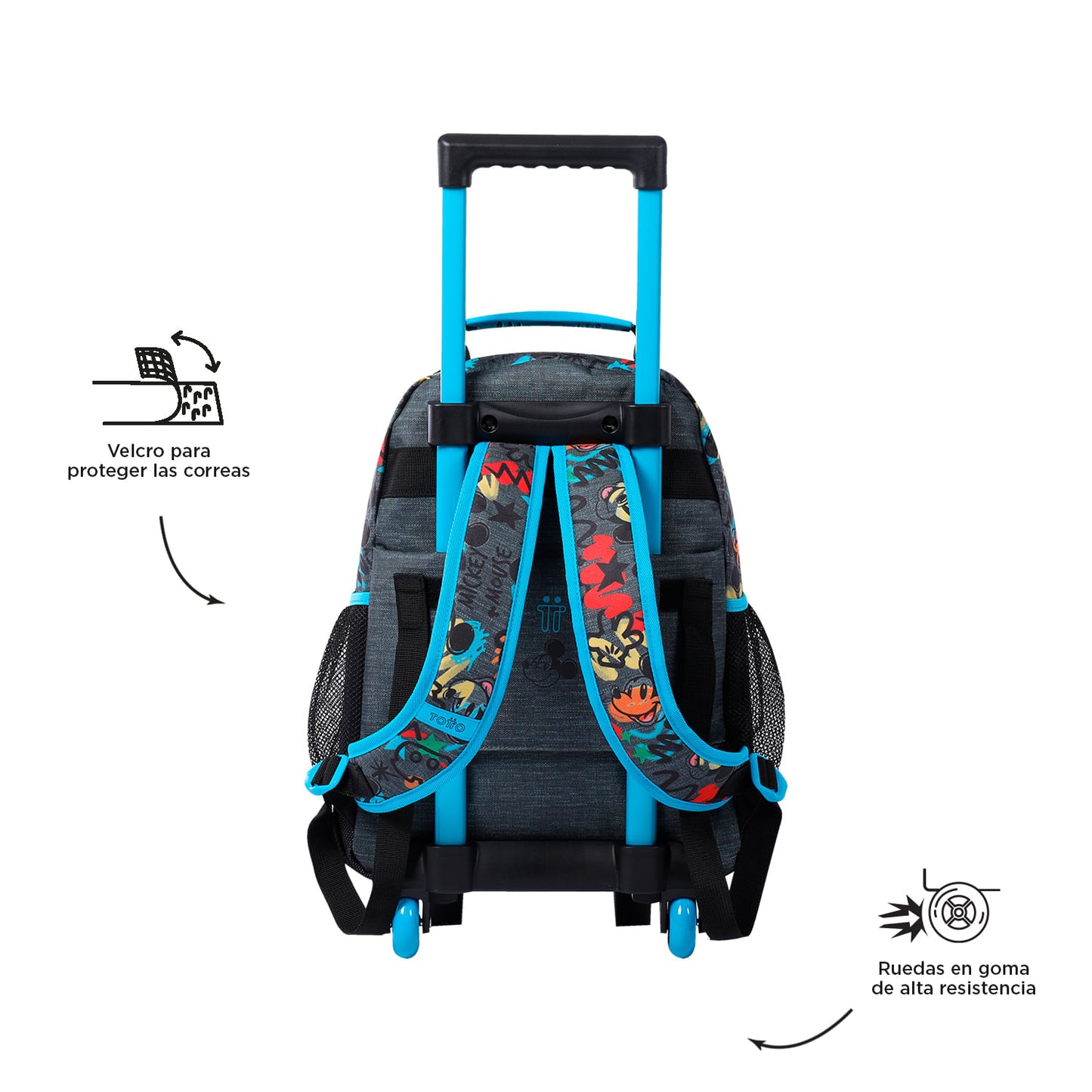 Morral con Ruedas para Niño Mickey Mediano Gris