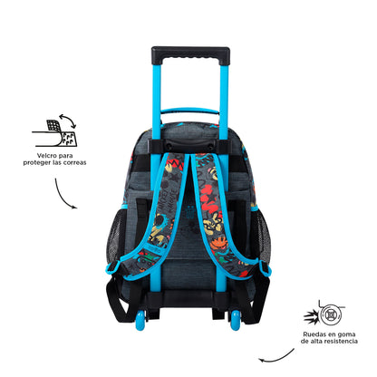 Morral con Ruedas para Niño Mickey Mediano Gris