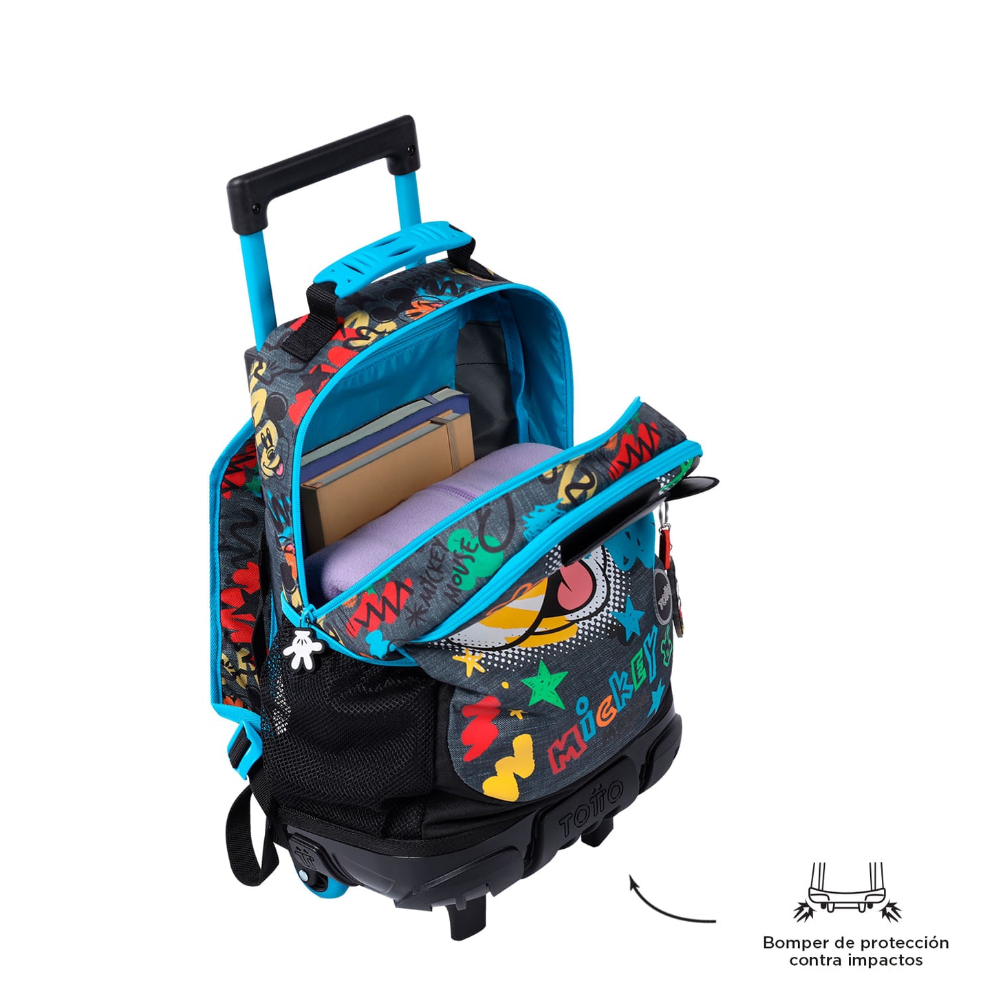 Morral con Ruedas para Niño Mickey Mediano Gris