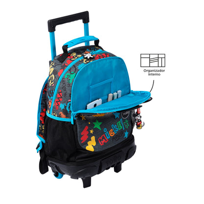 Morral con Ruedas para Niño Mickey Mediano Gris