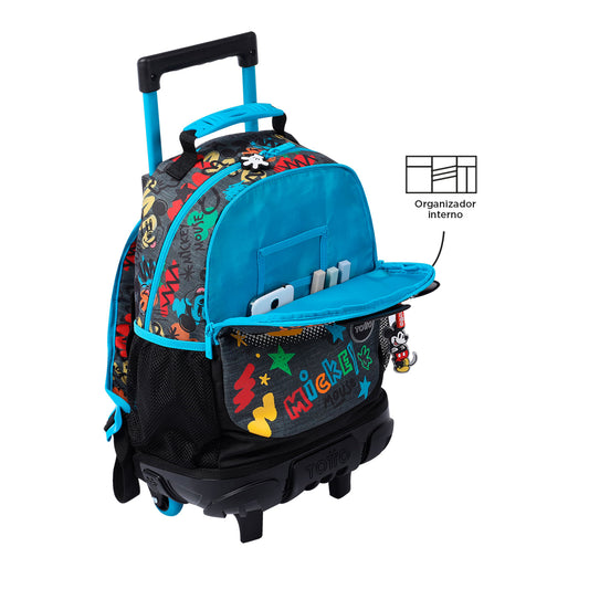 Morral con Ruedas para Niño Mickey Mediano Gris
