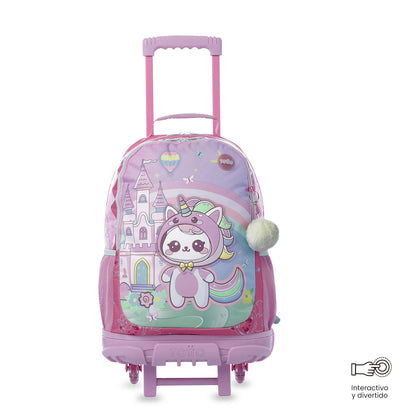 Mala de viagem grande rosa com rodinhas Magic Spark para meninas