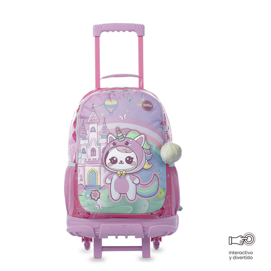 Mala de viagem grande rosa com rodinhas Magic Spark para meninas