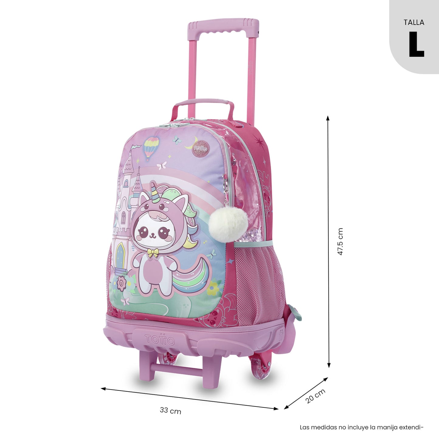 Mala de viagem grande rosa com rodinhas Magic Spark para meninas
