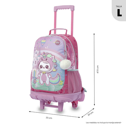 Mala de viagem grande rosa com rodinhas Magic Spark para meninas