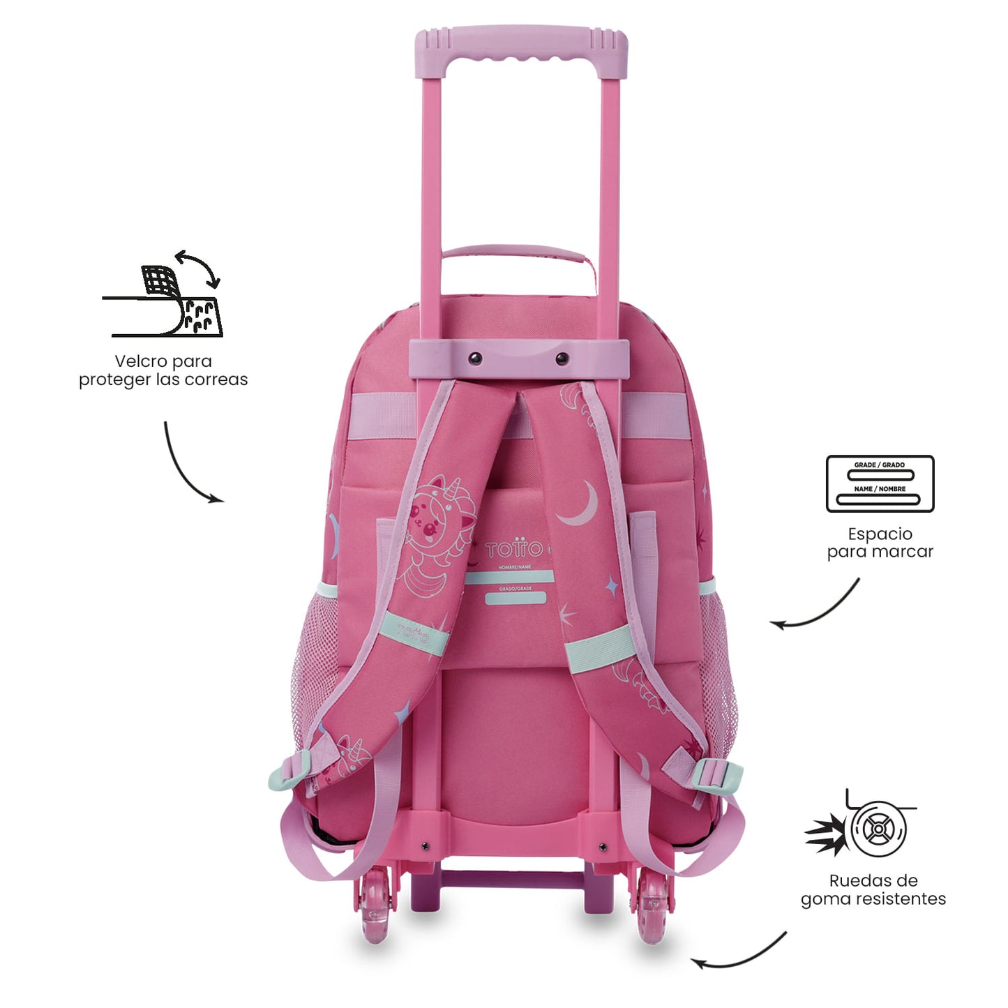 Mala de viagem grande rosa com rodinhas Magic Spark para meninas
