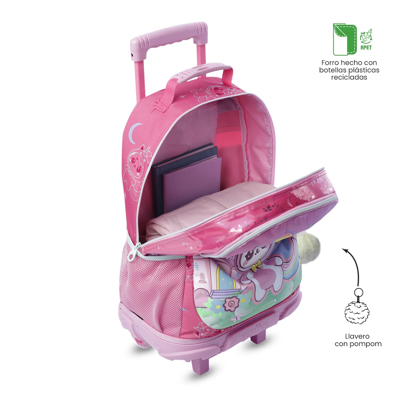 Mala de viagem grande rosa com rodinhas Magic Spark para meninas