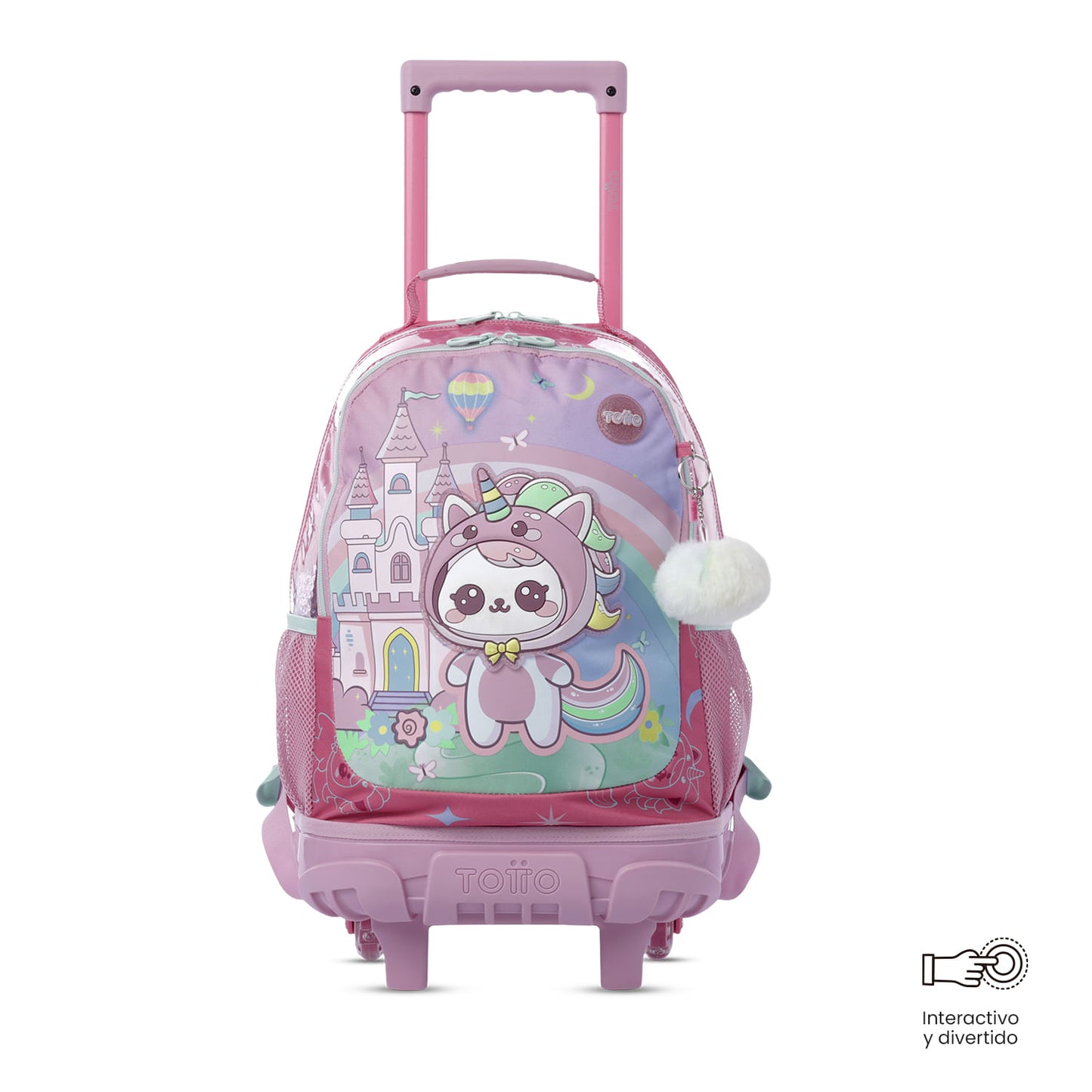 Mala de viagem média com rodinhas rosa Magic Spark para meninas