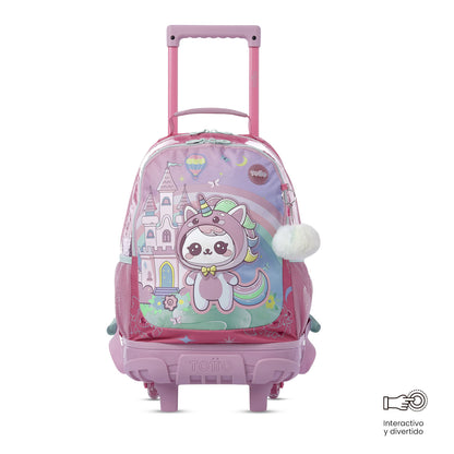 Mala de viagem média com rodinhas rosa Magic Spark para meninas