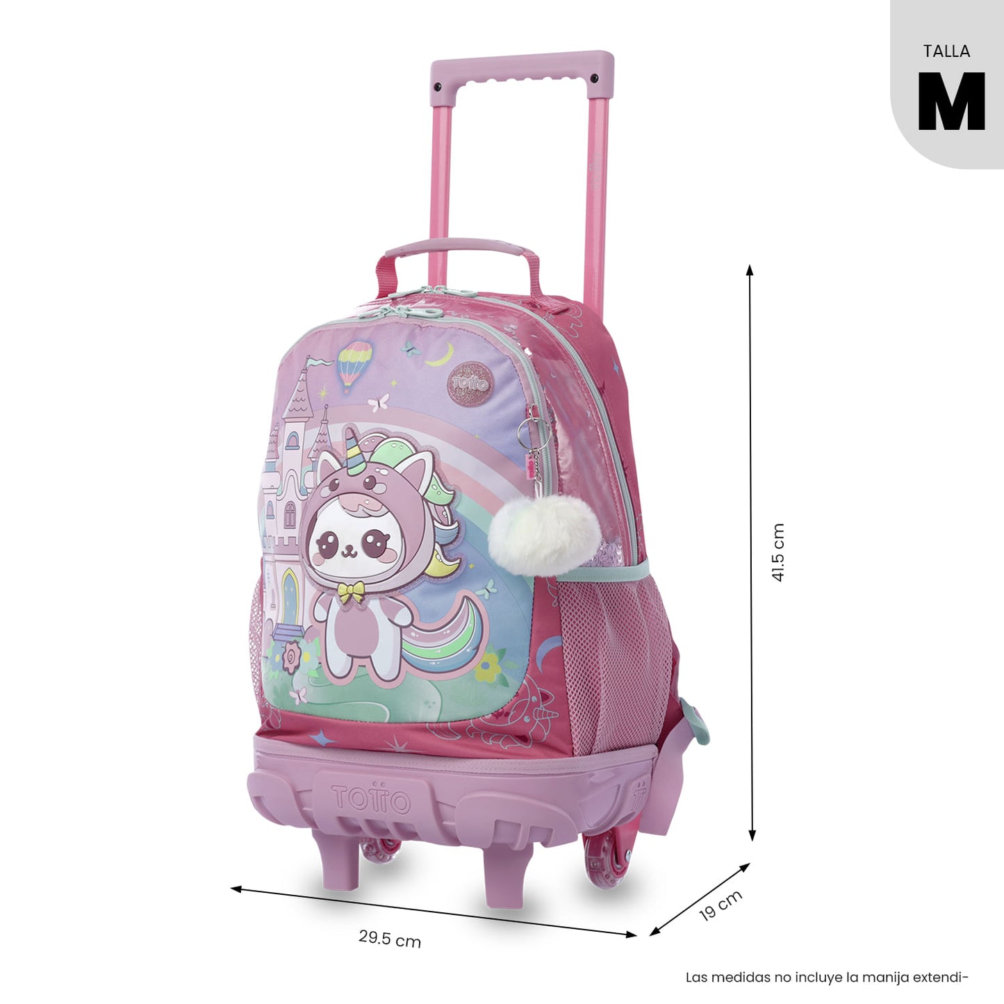 Mala de viagem média com rodinhas rosa Magic Spark para meninas