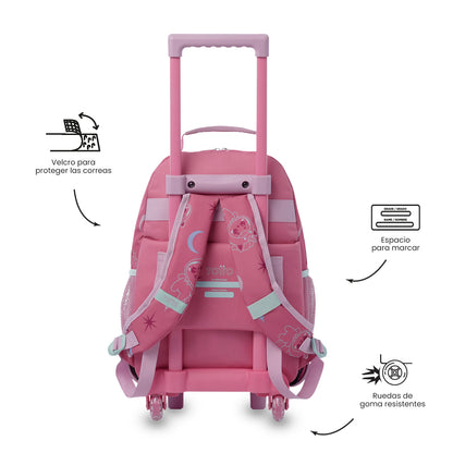 Mala de viagem média com rodinhas rosa Magic Spark para meninas
