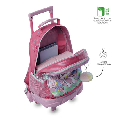 Mala de viagem média com rodinhas rosa Magic Spark para meninas