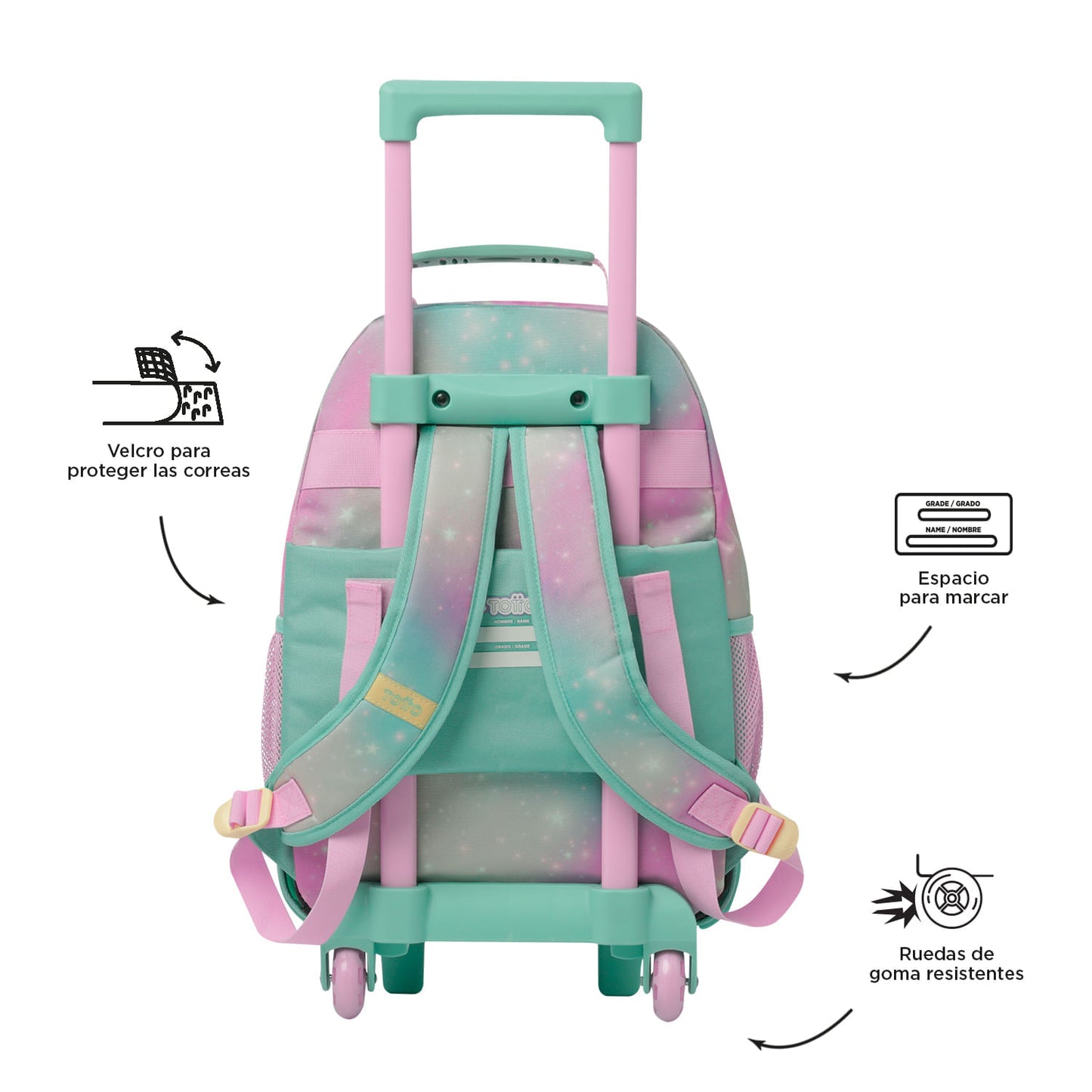 Morral con ruedas Niña Mellow Mediano Gris