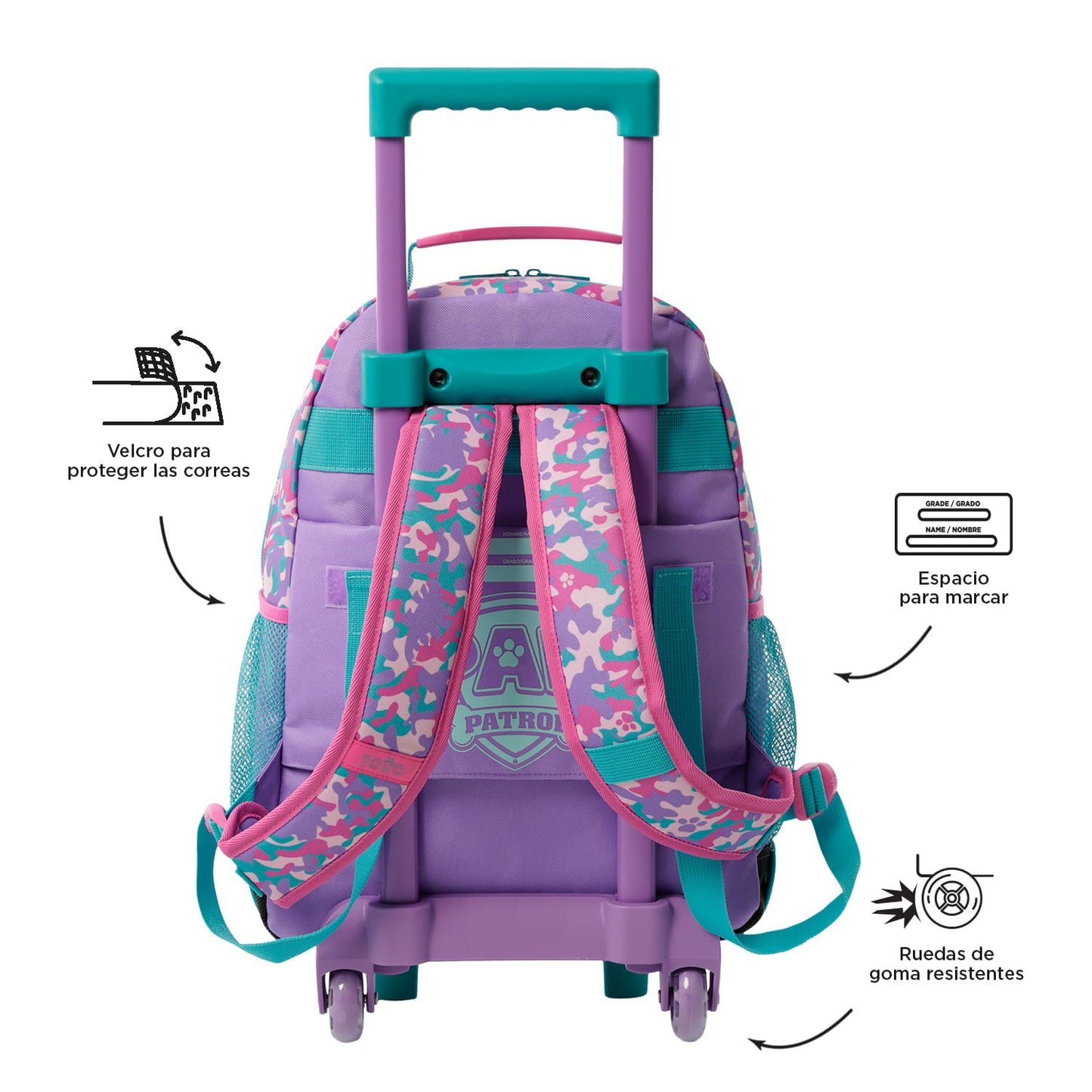 Morral con ruedas Niña Paw Patrol Mediano Morado