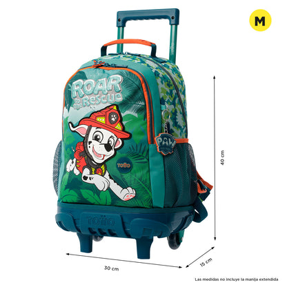 Morral con ruedas Niño Paw Patrol Mediano Verde