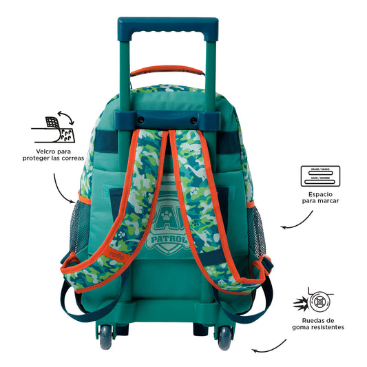 Morral con ruedas Niño Paw Patrol Mediano Verde