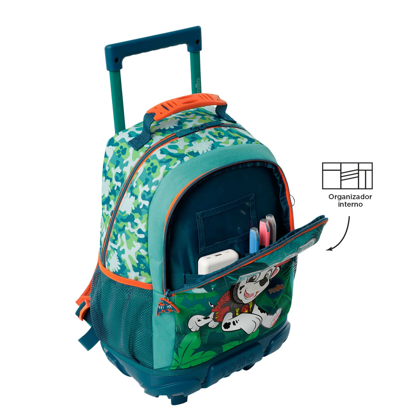 Morral con ruedas Niño Paw Patrol Mediano Verde