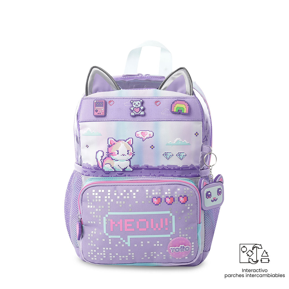 Mochila pequena roxa Andy Cat para meninas
