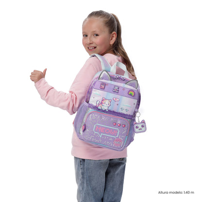 Mochila pequena roxa Andy Cat para meninas