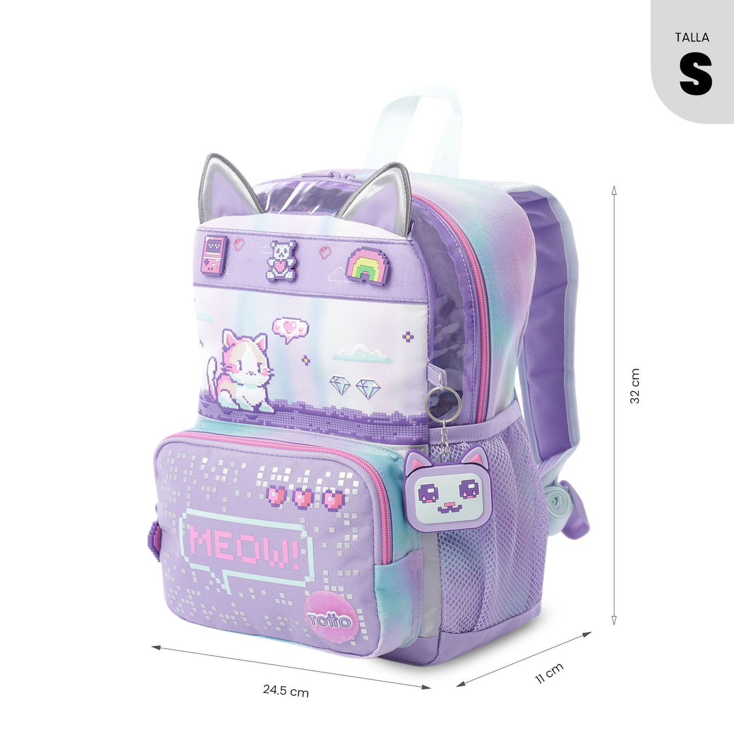 Mochila pequena roxa Andy Cat para meninas