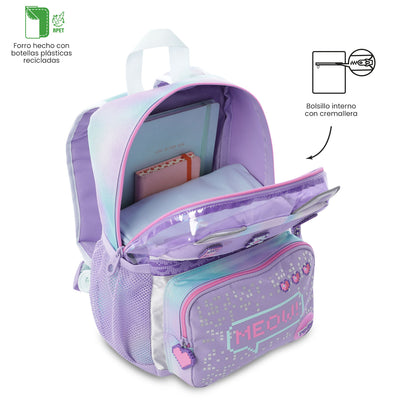 Mochila pequena roxa Andy Cat para meninas