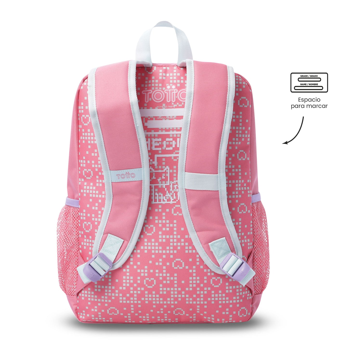 Mochila média rosa Andy Cat para meninas