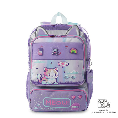 Mochila média roxa Andy Cat para meninas