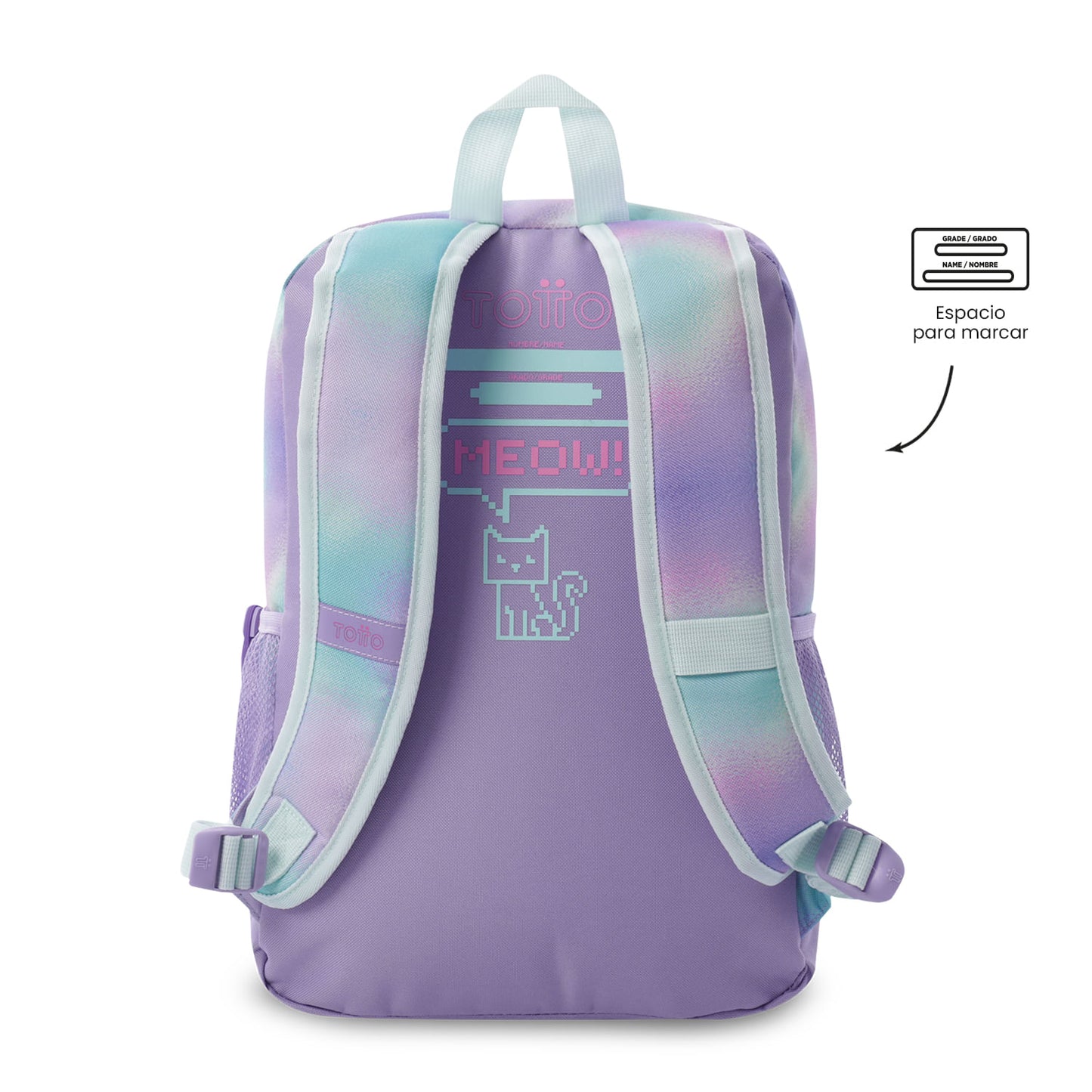 Mochila média roxa Andy Cat para meninas