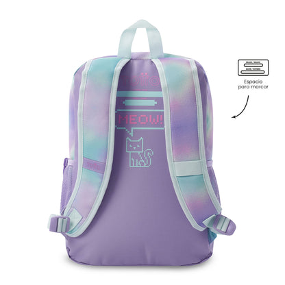Mochila média roxa Andy Cat para meninas
