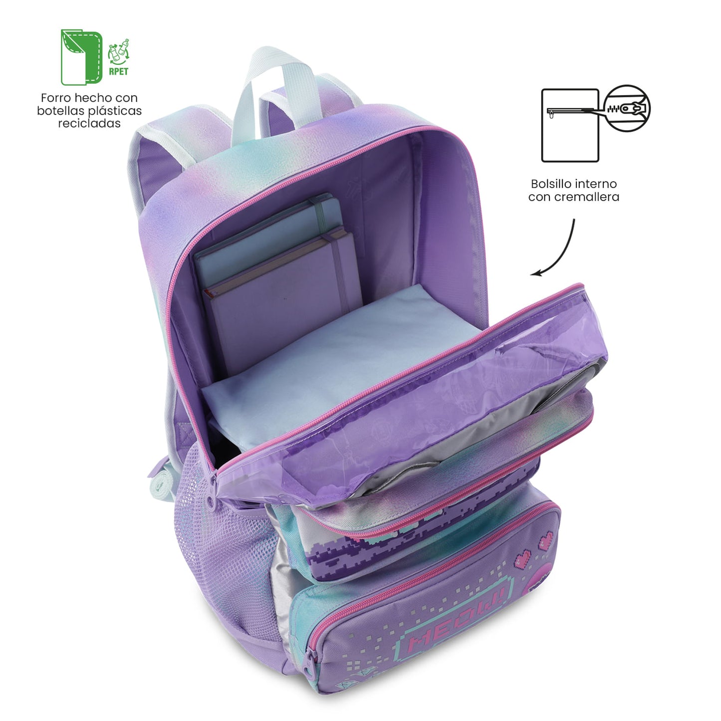 Morral para Niña Andy Cat Grande Morado
