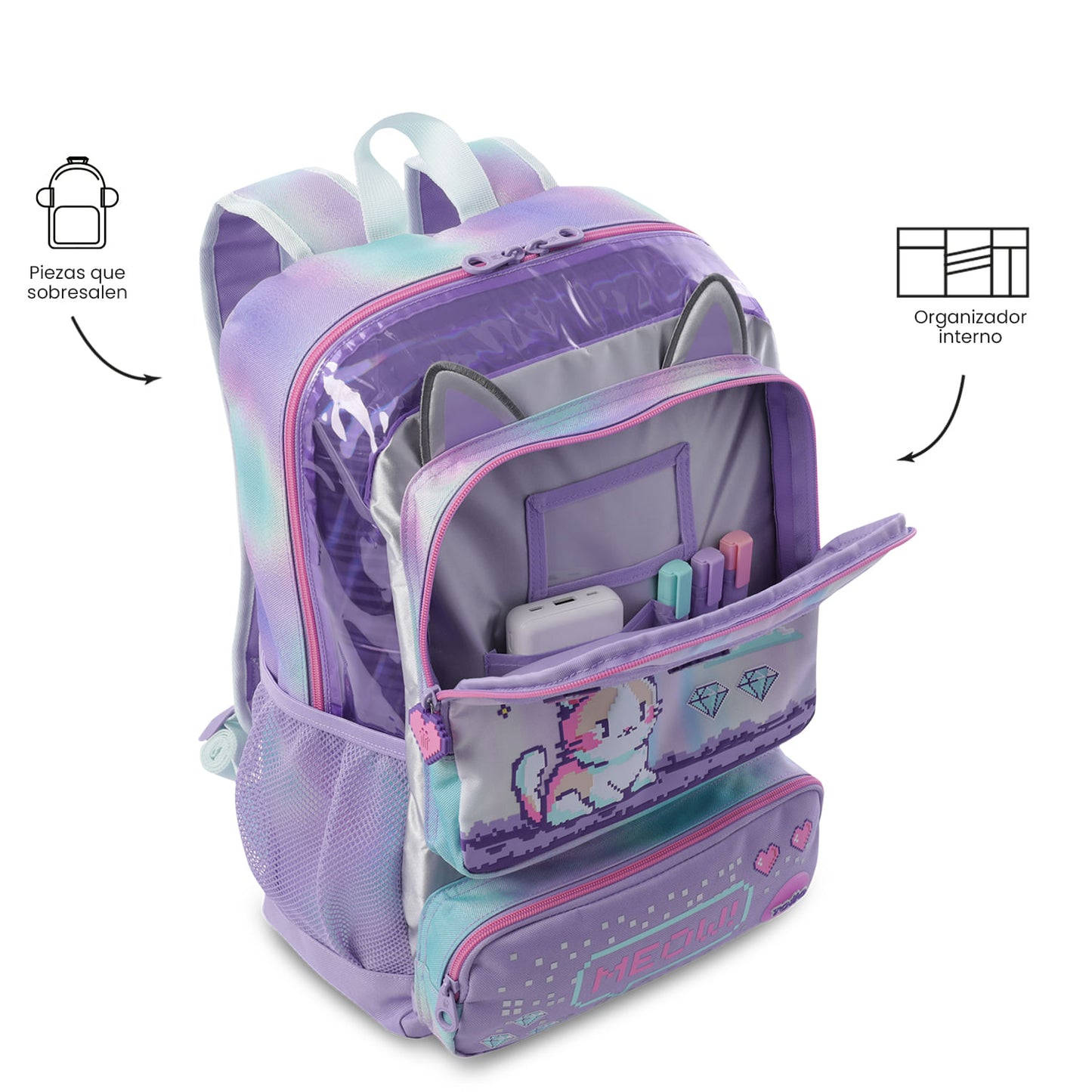 Morral para Niña Andy Cat Grande Morado
