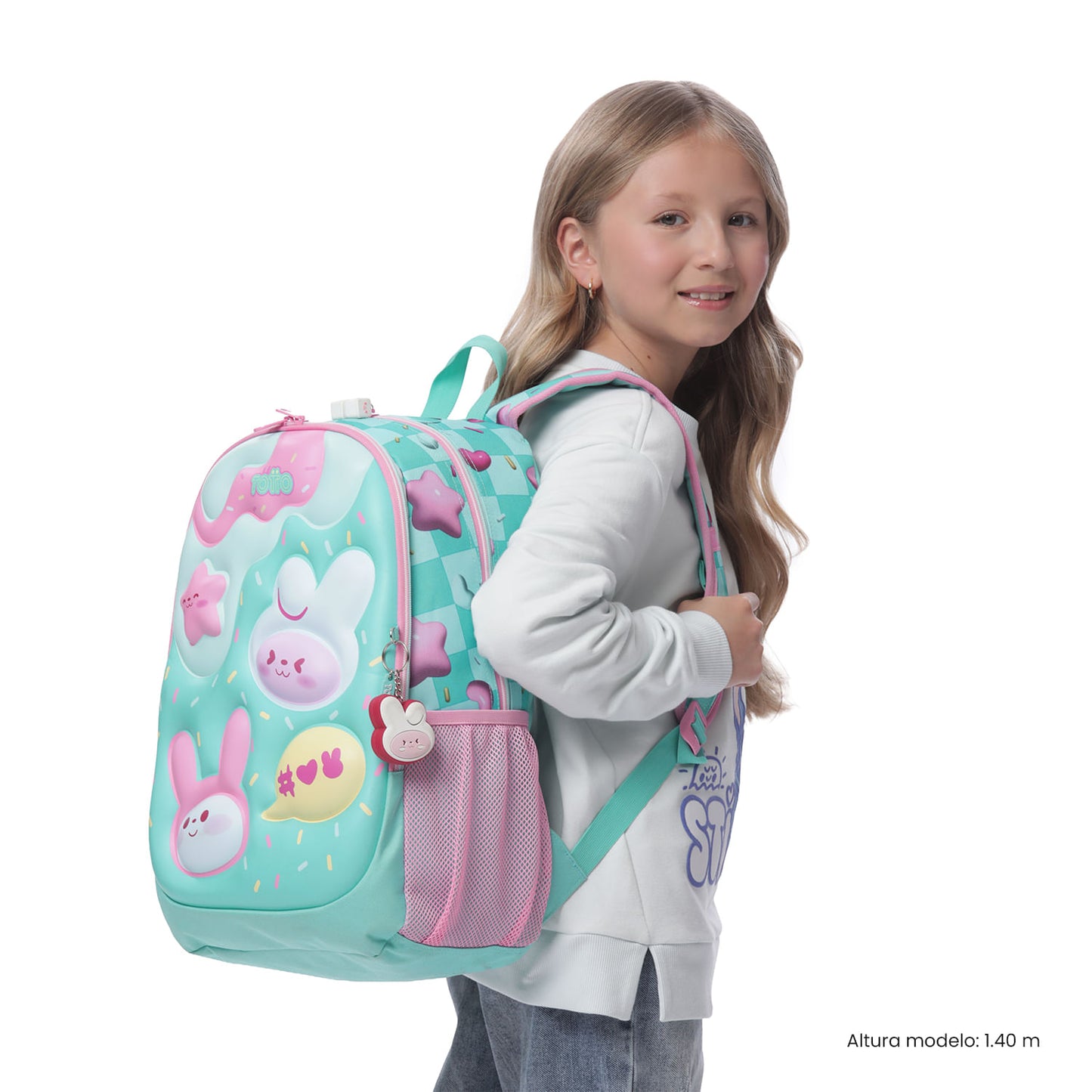 Mochila grande verde Bunny Pump para meninas