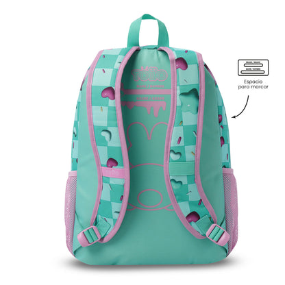 Mochila grande verde Bunny Pump para meninas