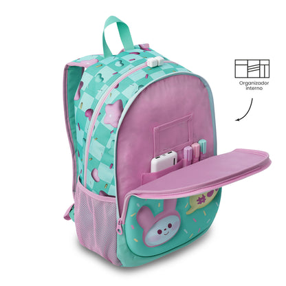 Mochila grande verde Bunny Pump para meninas