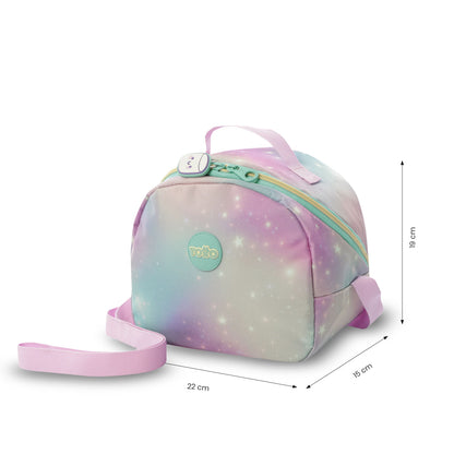Conjunto Escolar Feminino (3 peças): Mochila + Lancheira + Bolsa Multiuso (Cinza Suave)