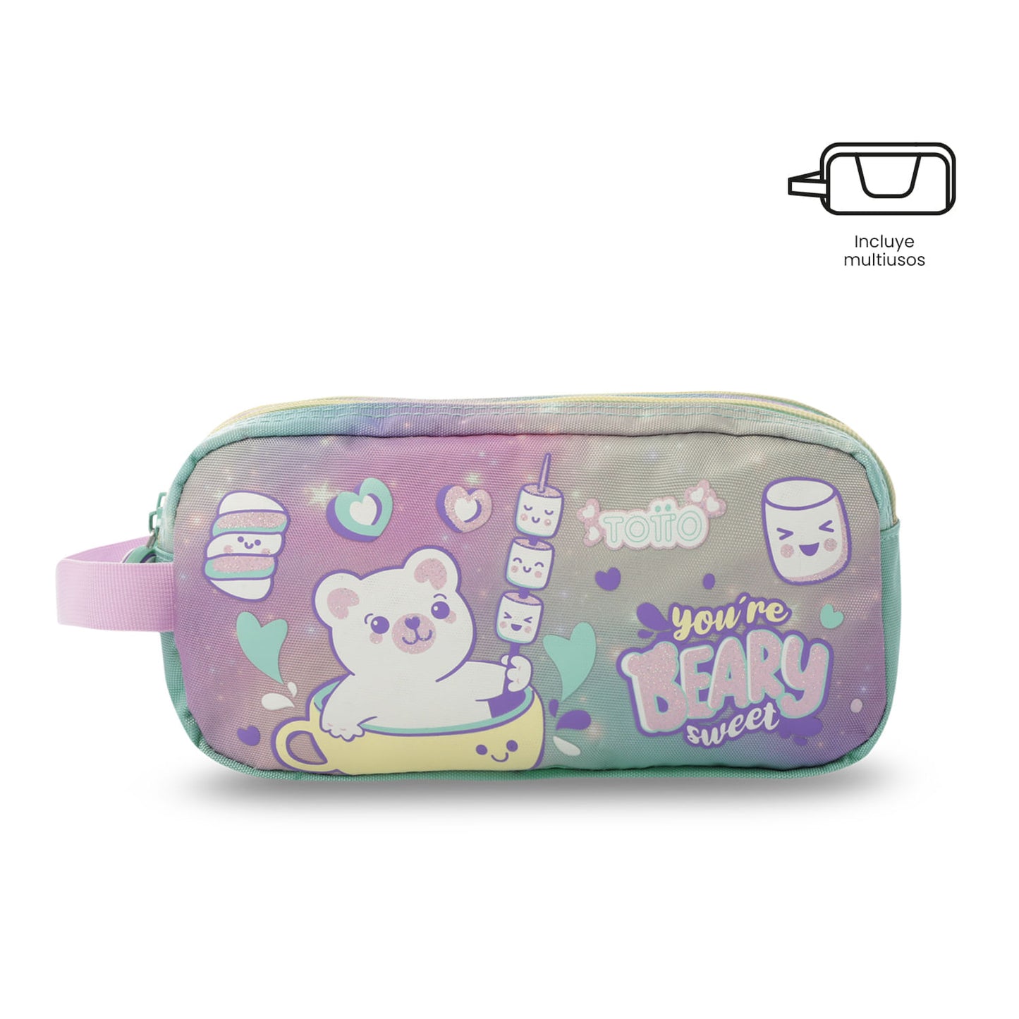 Conjunto Escolar Feminino (3 peças): Mochila + Lancheira + Bolsa Multiuso (Cinza Suave)