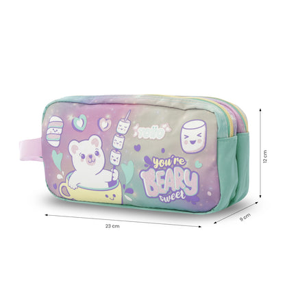 Conjunto Escolar Feminino (3 peças): Mochila + Lancheira + Bolsa Multiuso (Cinza Suave)