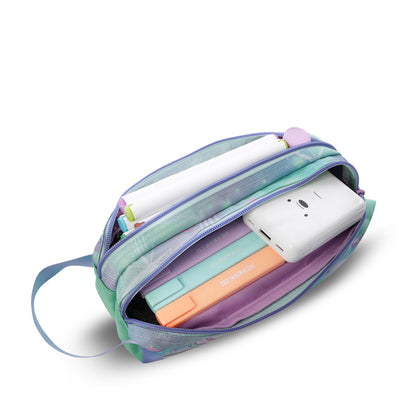 Conjunto Escolar Feminino X3: Mochila + Lancheira + Bolsa Multiuso Sonhos Mágicos (Verde)