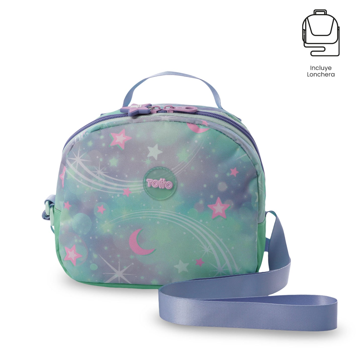 Conjunto Escolar Feminino X3: Mochila + Lancheira + Bolsa Multiuso Sonhos Mágicos (Verde)