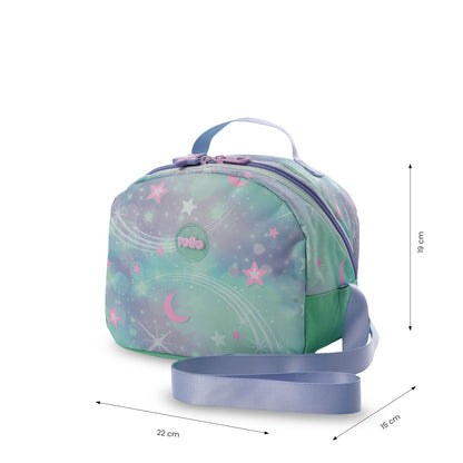 Conjunto Escolar Feminino X3: Mochila + Lancheira + Bolsa Multiuso Sonhos Mágicos (Verde)
