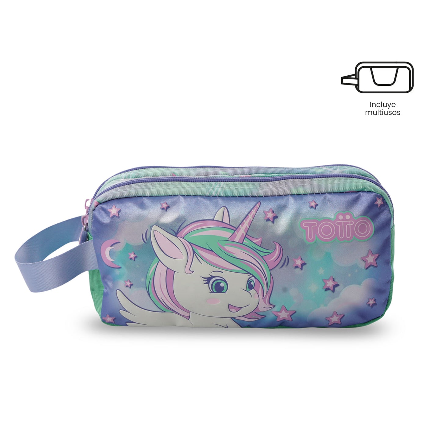 Conjunto Escolar Feminino X3: Mochila + Lancheira + Bolsa Multiuso Sonhos Mágicos (Verde)