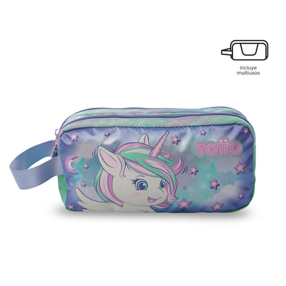 Conjunto Escolar Feminino X3: Mochila + Lancheira + Bolsa Multiuso Sonhos Mágicos (Verde)