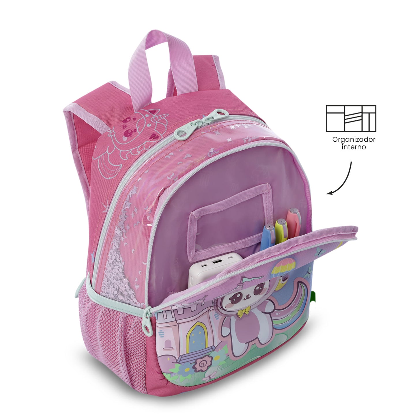 Mochila pequena rosa Magic Spark para meninas